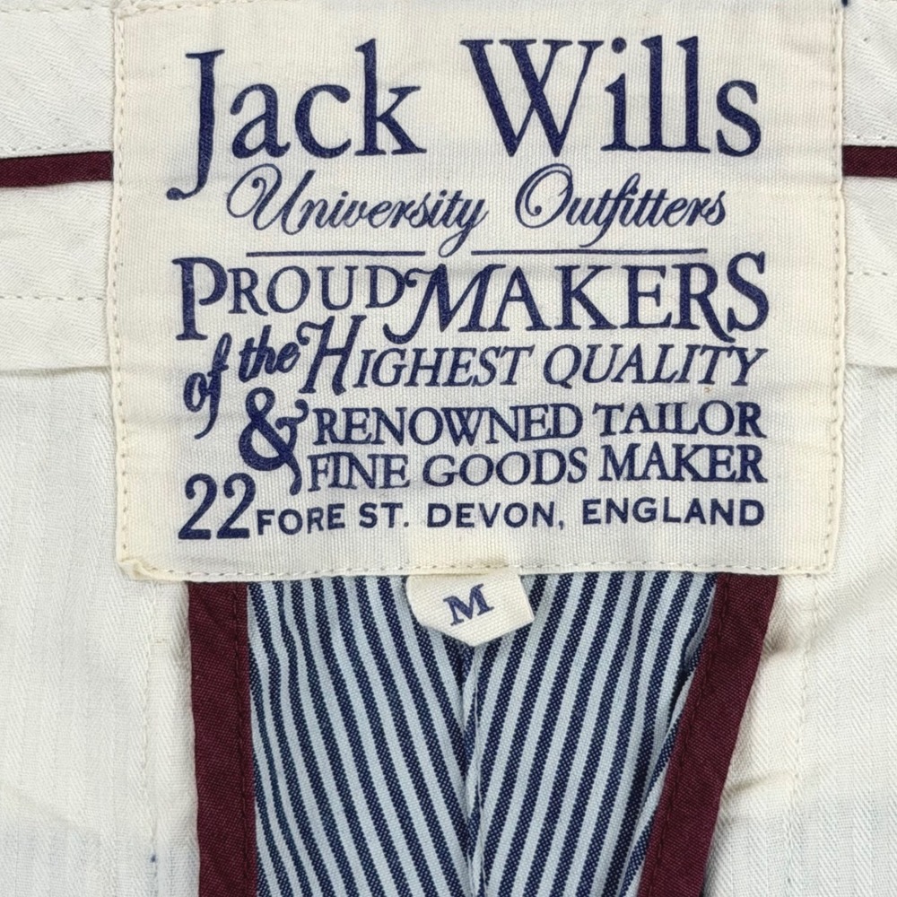 Jack Wills Chino Shorts Men Medium Blue White Cotton Hickory Striped Button Fly - Picture 4 of 11